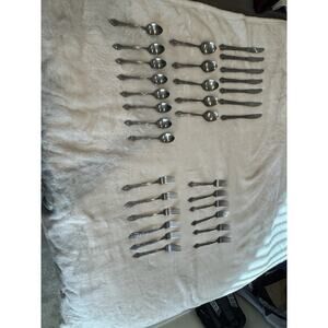 Vintage Rogers Co Stainless Flatware Set Korea 32 Pc Teaspoons Forks Knives
